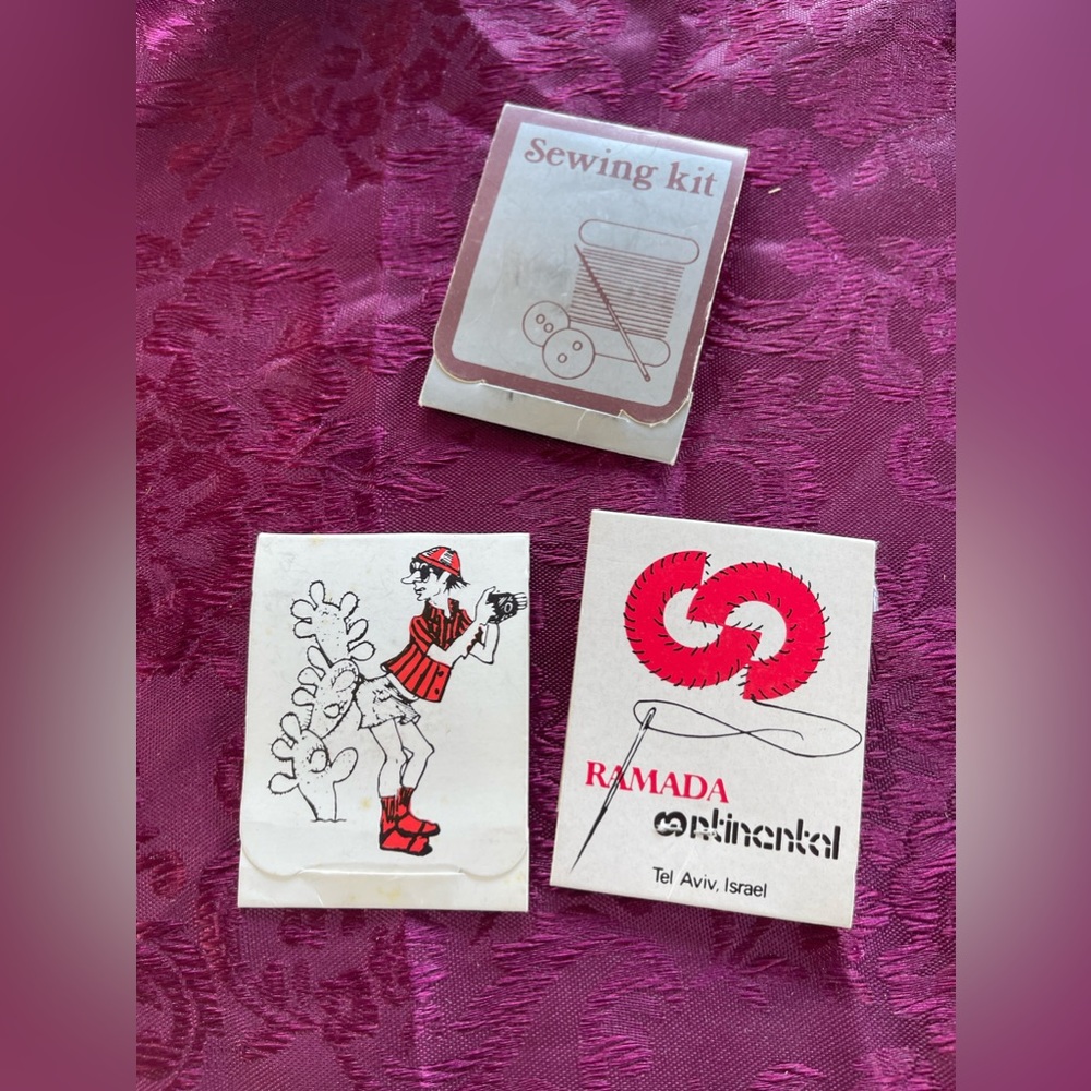 3 Piece Vintage Ramada Continental Hotel Tel Aviv Sewing Kit Match Book